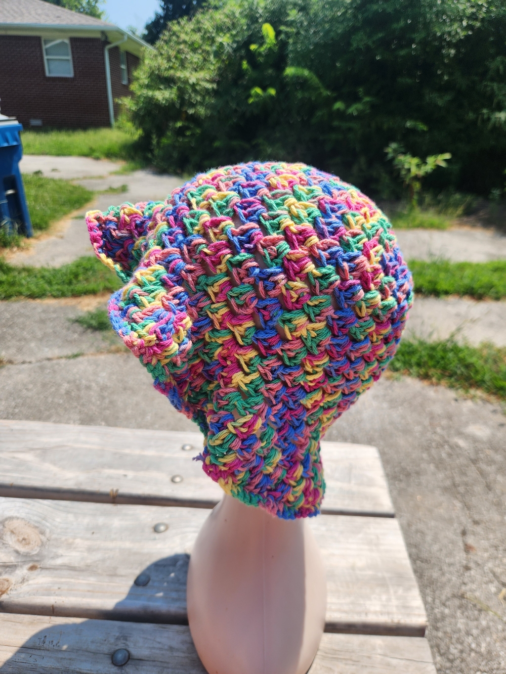 Handmade Multicolor Crochet Bucket Hat - Picture 2 of 3